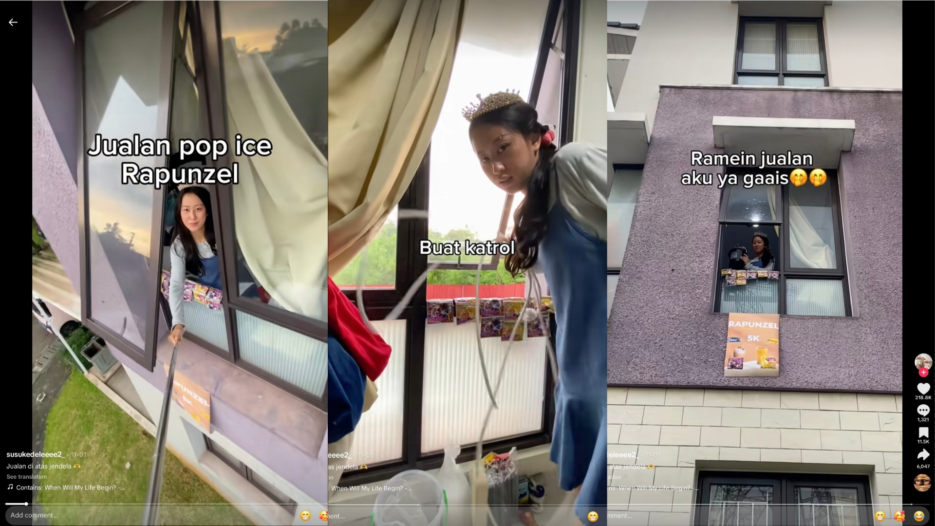 Konten TikTok Penjual Pop Ice Rapunzel