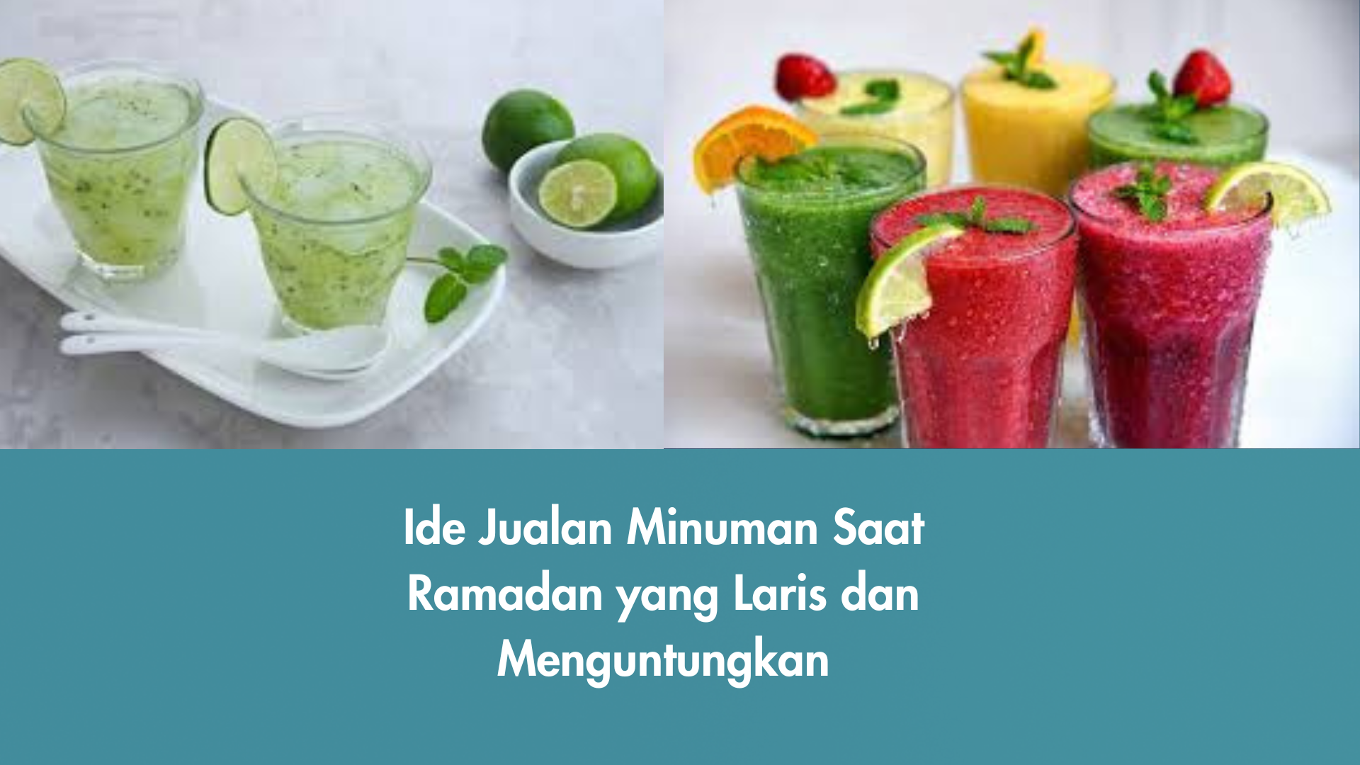 Aneka minuman segar untuk jualan takjil Ramadan seperti es buah dan es kelapa muda.